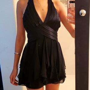 BCBG Black halter tie cocktail dress